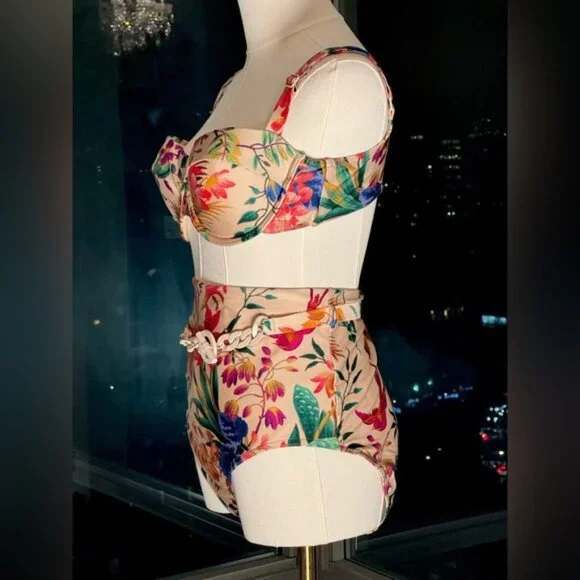 🆕 ZIMMERMANN 🧿NWOT Tropicana Balconette Bikini Top, High Cut Bottom Sz 4 US10 - Picture 8 of 16